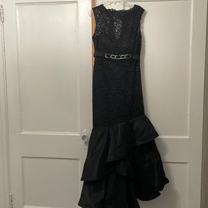 teri jon black lace gown